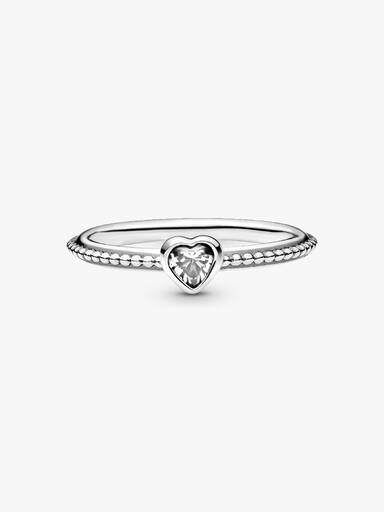 FINAL SALE - Clear Heart Beaded Ring