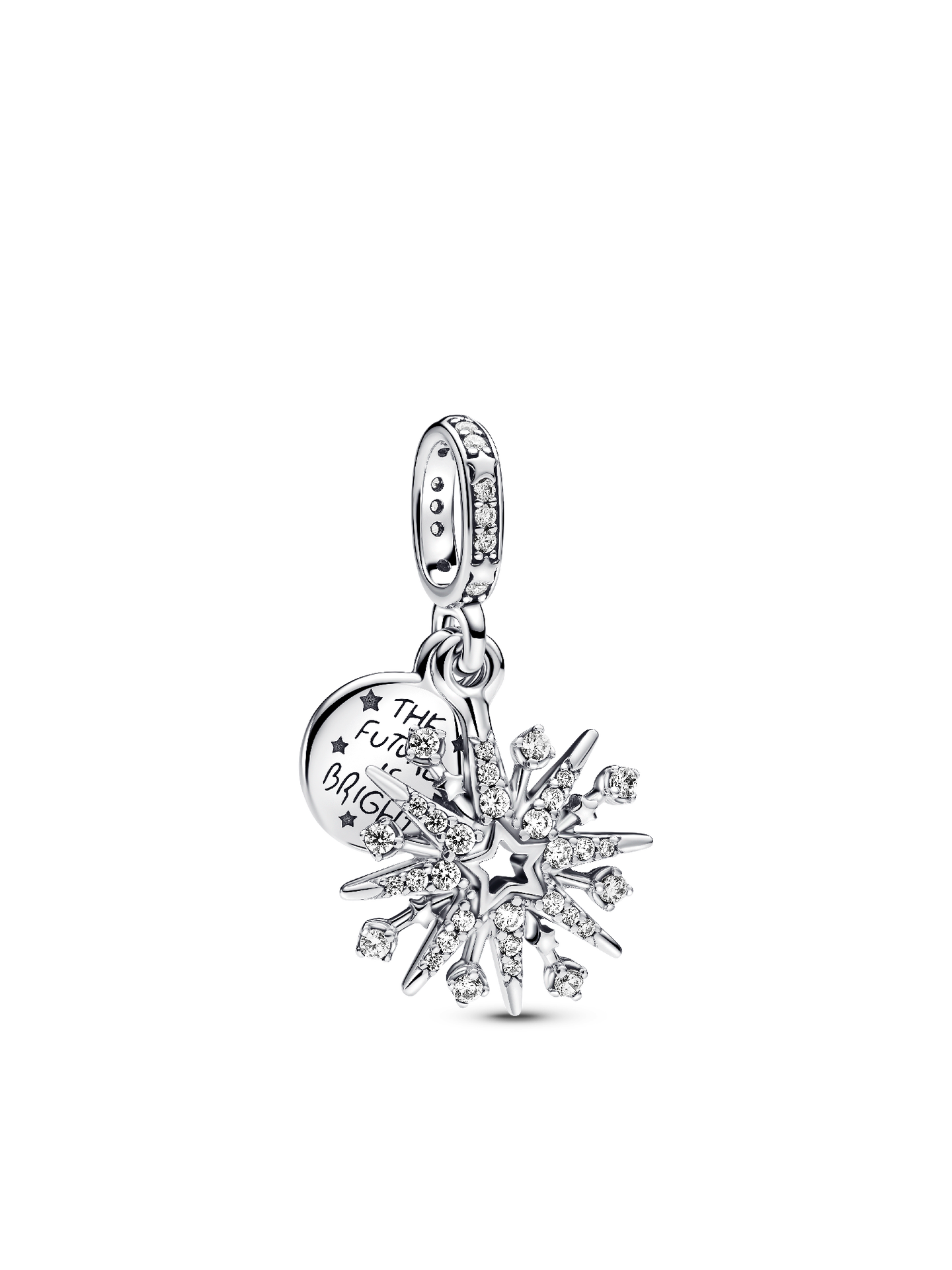 Женский шарм Pandora Sparkling Firework Double Dangle Charm, Sterling silver, цвет: Серебро — фото 1