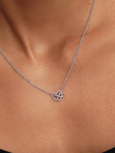Sparkling Pink Infinity Heart Collier Necklace