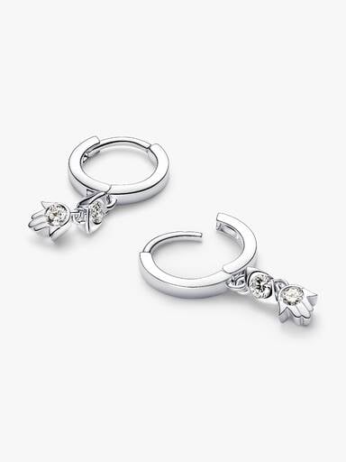 Pandora Talisman Sterling Silver Lab-Grown Diamond Evil Eye & Hamsa Hand Dangle Earrings