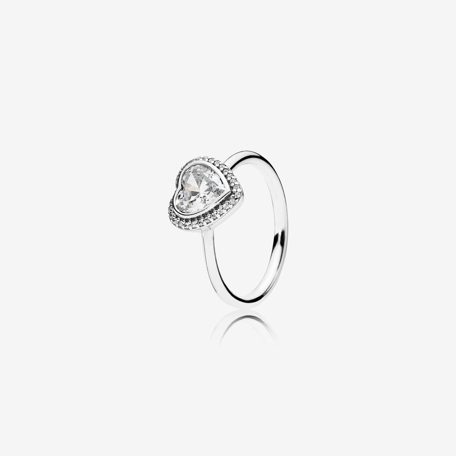 FINAL SALE - Sparkling Love Heart Ring, Clear CZ image number 0