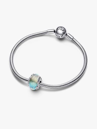 FINAL SALE - Multicolour Murano Glass & Curved Feather Charm