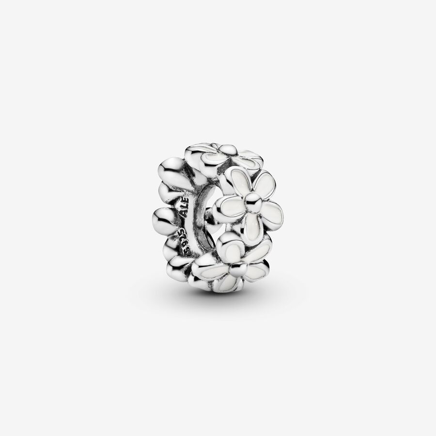 White Daisy Flower Spacer Charm Sterling silver | Pandora