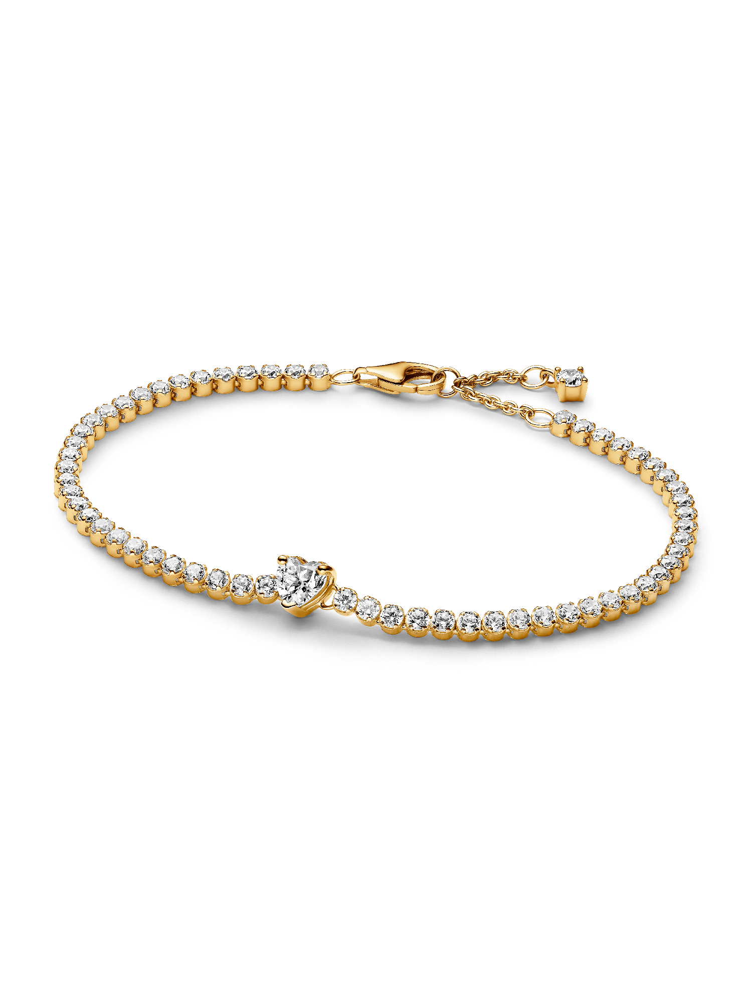 Sparkling Heart Tennis Bracelet | Gold plated | Pandora US