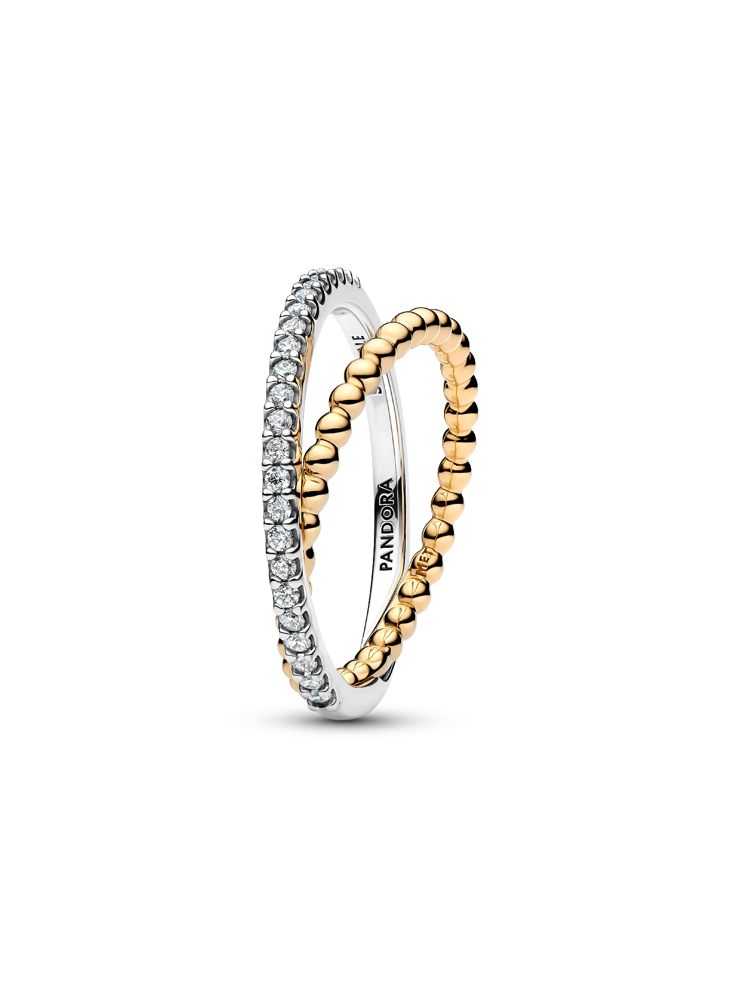 Crossover Beads & Pavé Double Band Ring