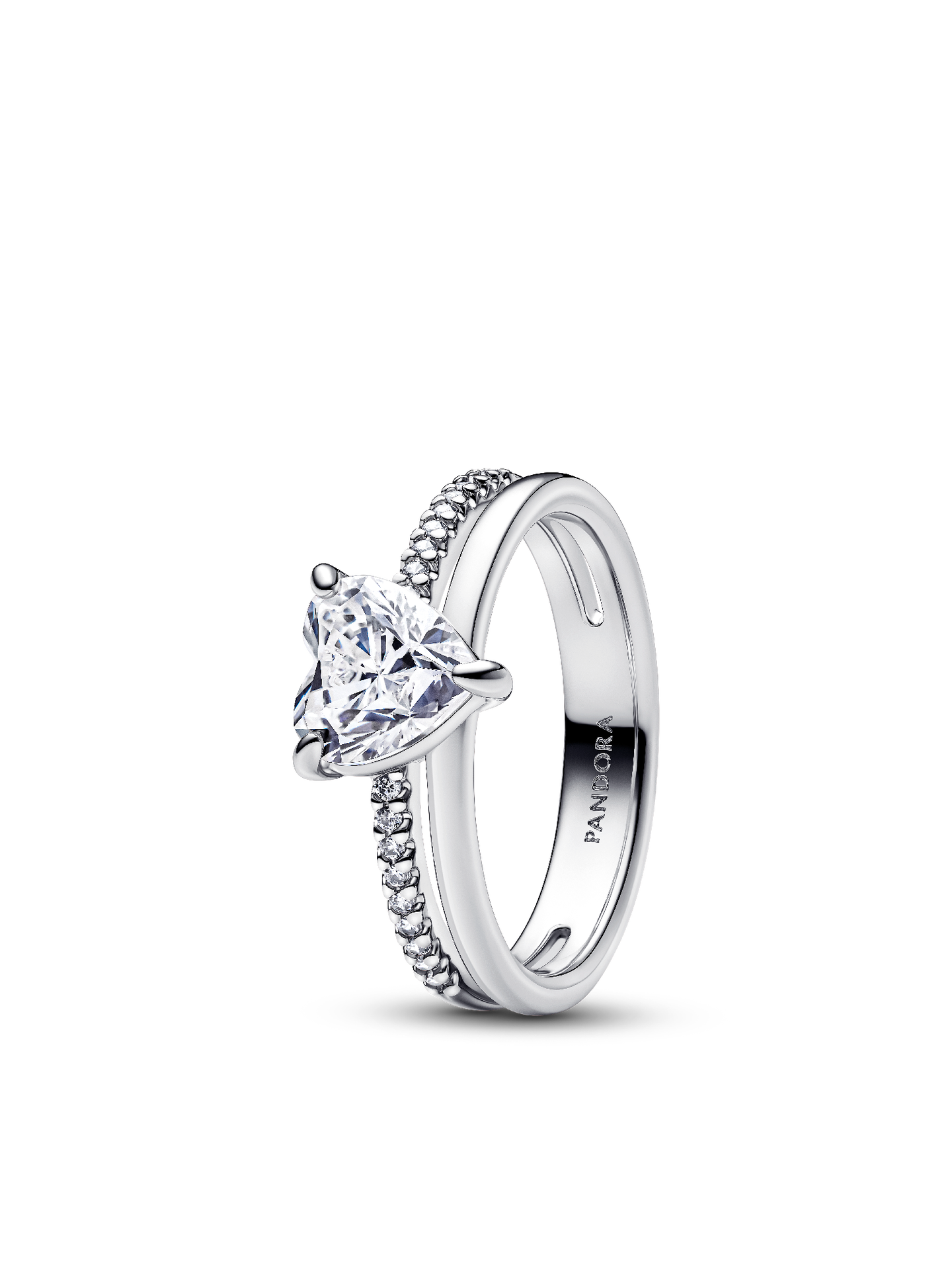 Женское кольцо Pandora Double Band Heart, Sterling silver, цвет: Серебро