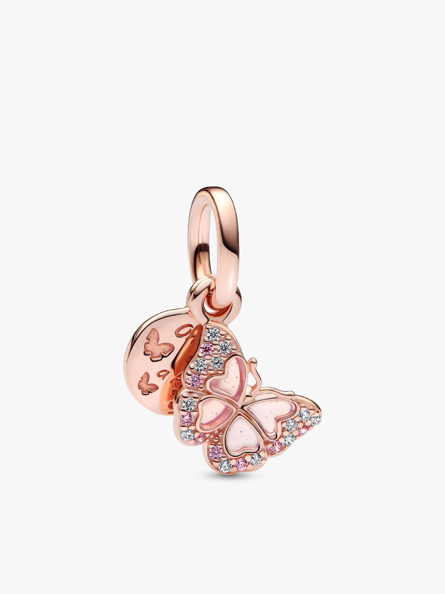 Pink Butterfly & Quote Double Dangle Charm