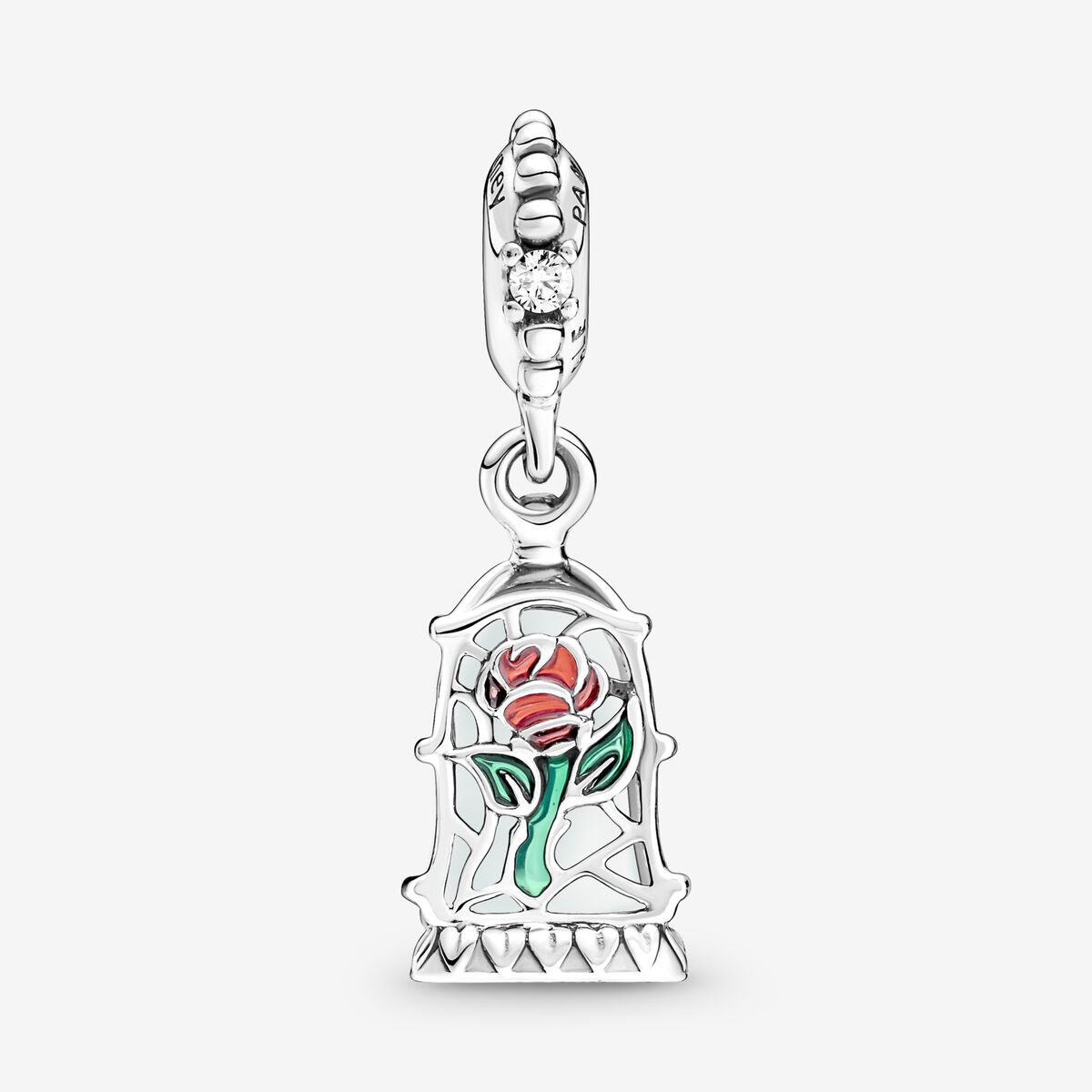 Disney Beauty and the Beast Enchanted Rose Dangle Charm | Sterling ...