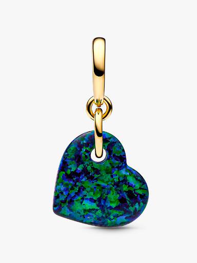 Opalescent Green Heart Dangle Charm