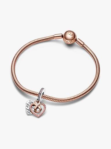 Two-tone Infinity Heart Double Dangle Charm