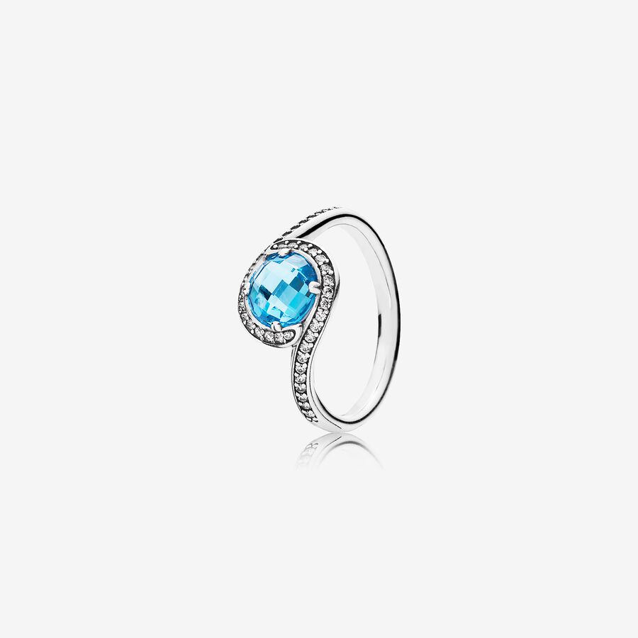 FINAL SALE - Radiant Embellishment Ring, Sky-Blue Crystal & Clear CZ image number 0