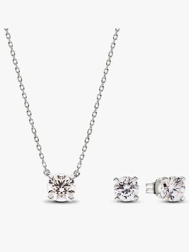 Pandora Era Lab-grown Diamond Pendant Necklace and Earring Set 2.00 carat tw 14k White Gold