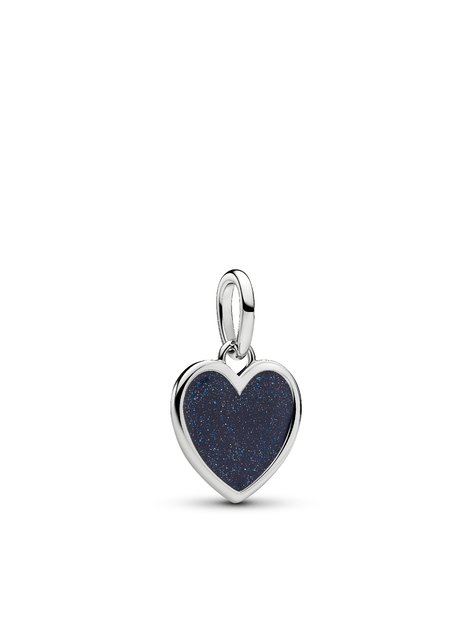 Engravable Blue Heart Dangle Charm Necklace