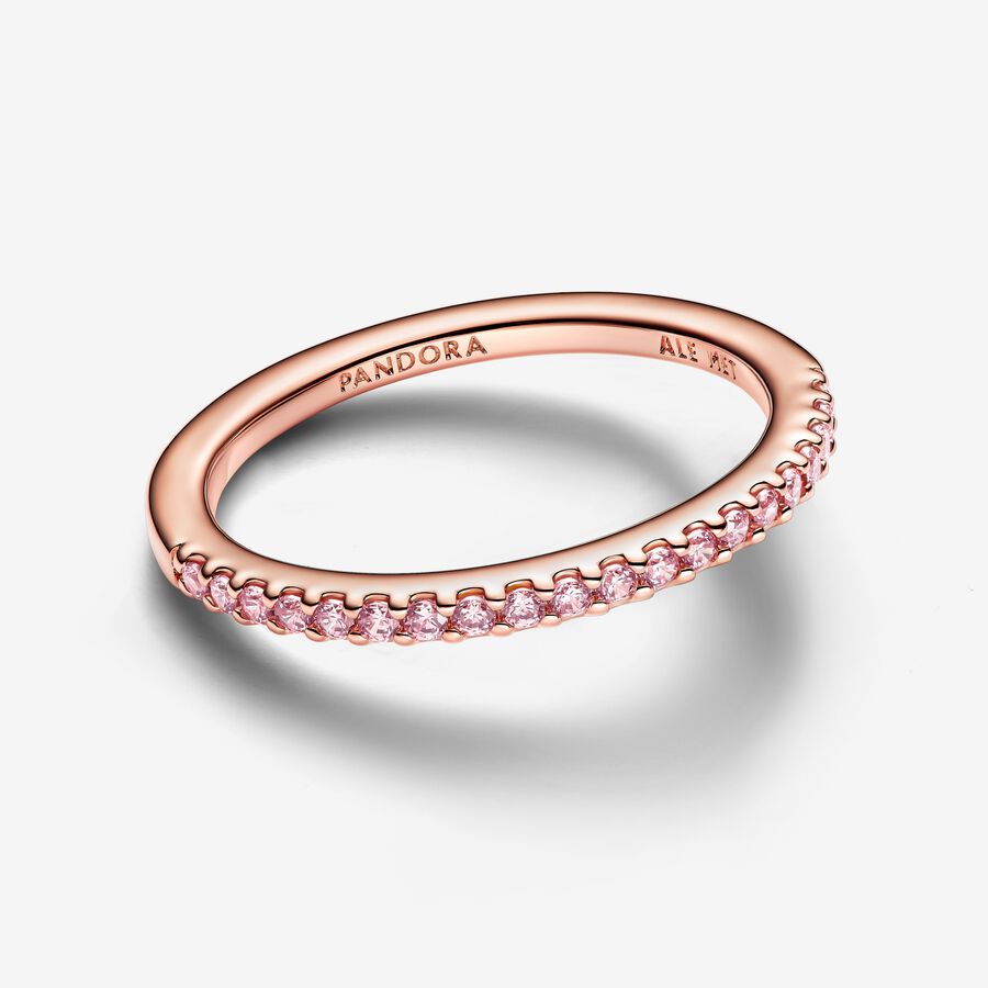 Funky Rings Pandora Sparkling Pink Band Ring | Rose gold plated | Pandora US
