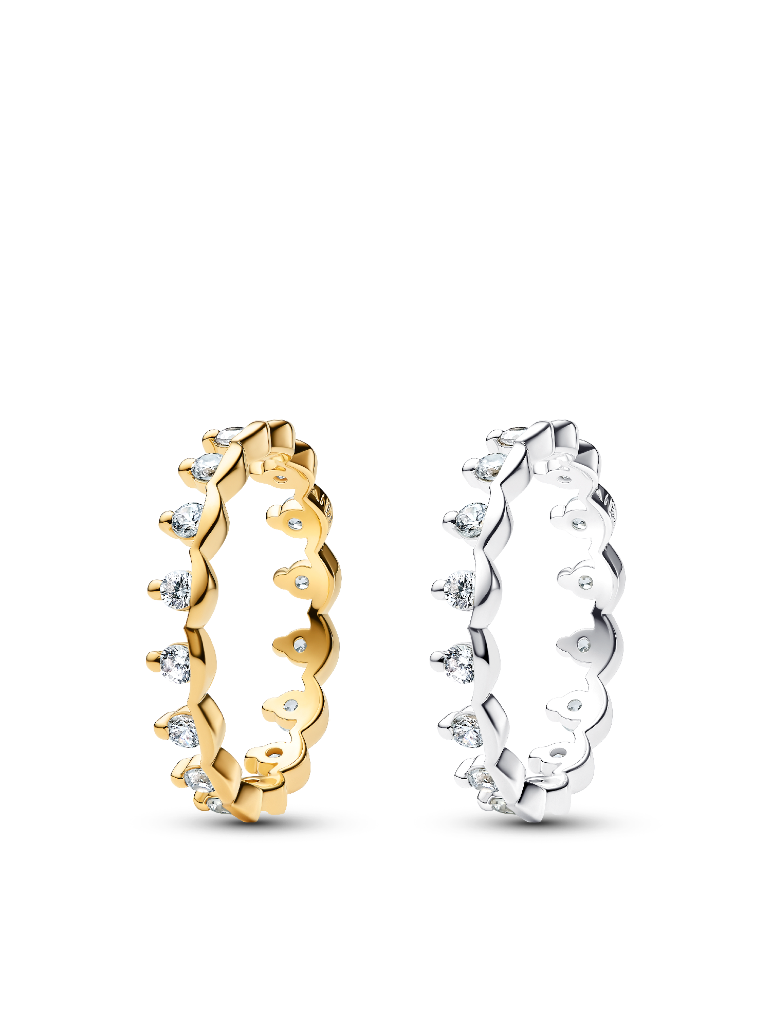 Two Tone Sparkling Regal Stacking Ring Duo