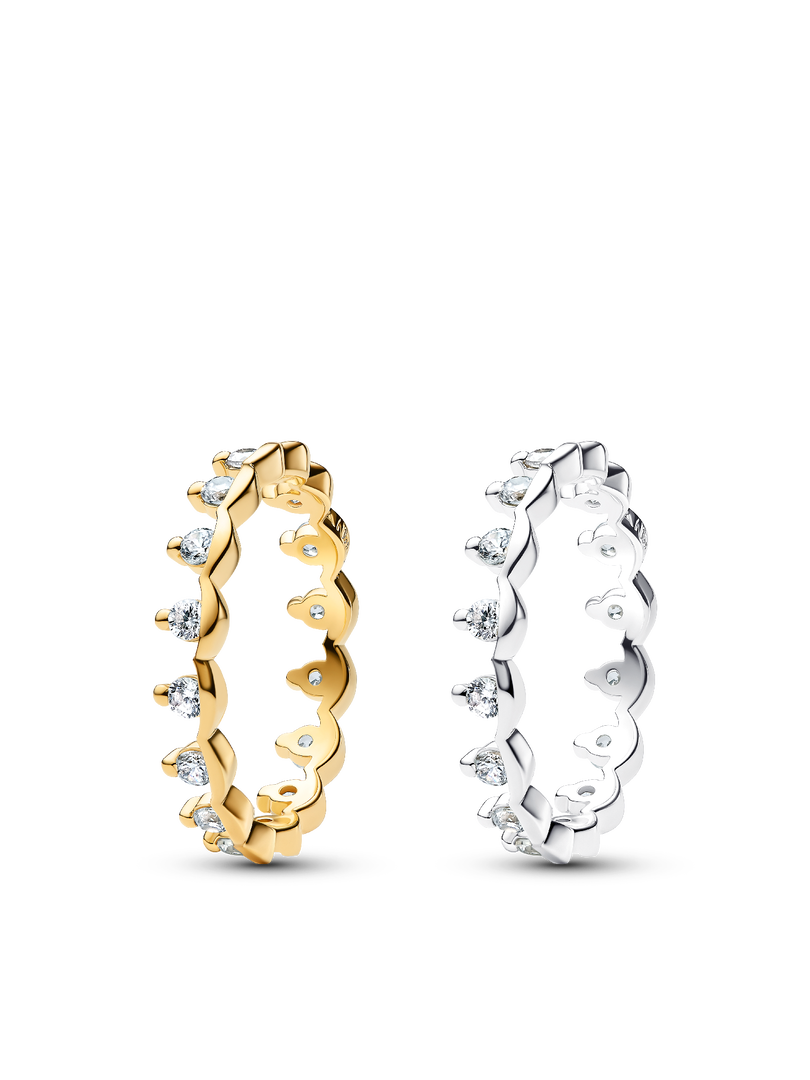 Two Tone Sparkling Regal Stacking Ring Duo