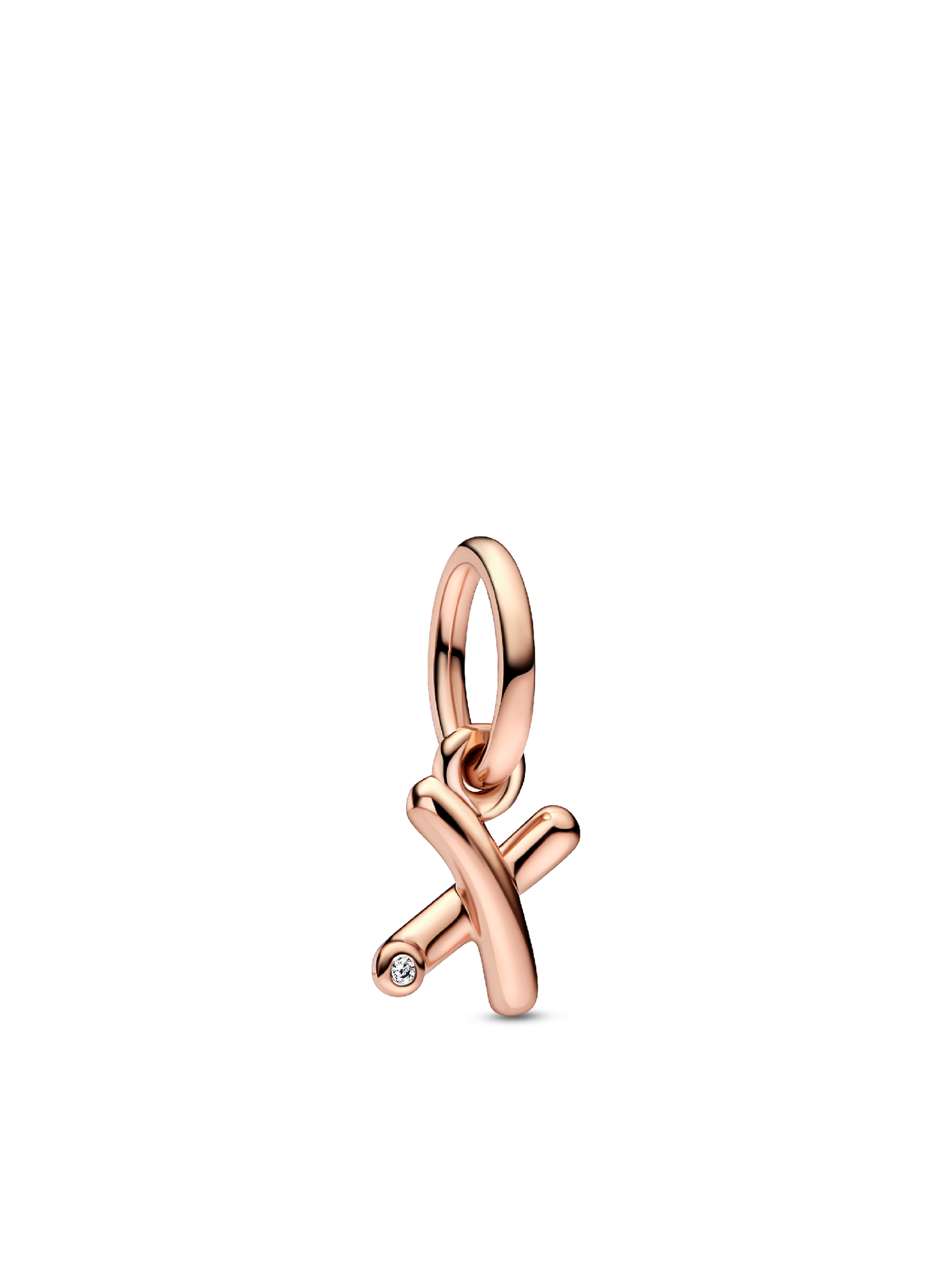 Женский шарм Pandora Letter X Script Alphabet Dangle Charm, цвет: Покрытие розовым золотом — фото 1