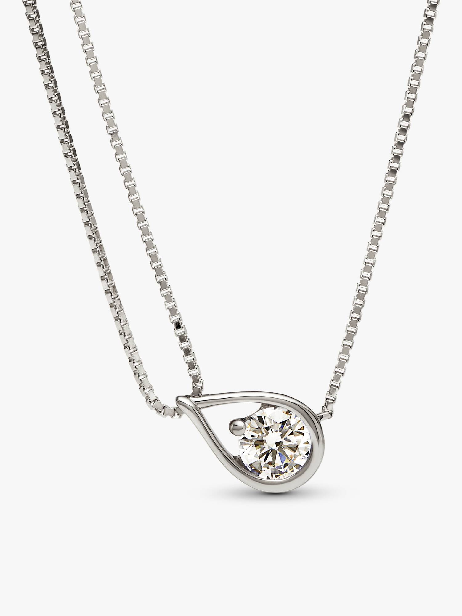 FINAL SALE - Pandora Infinite 14k White Gold Lab-grown Diamond Double Chain Collier Necklace