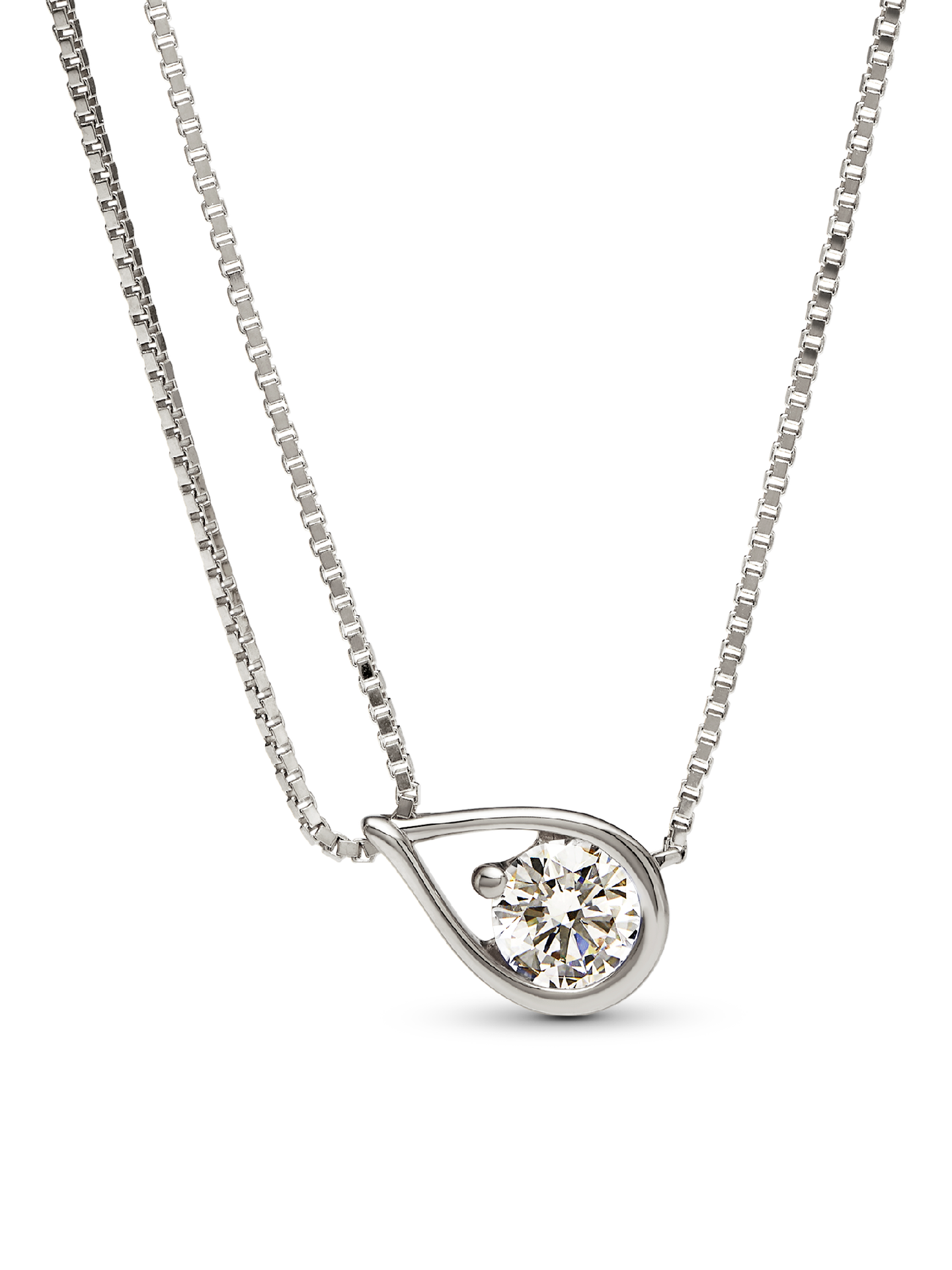 Женское колье Pandora Infinite 14k White Gold Lab-grown Diamond Double Chain Collier, цвет: Белое золото — фото 1