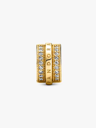 Sparkling Pavé Lines & Logo Clip Charm