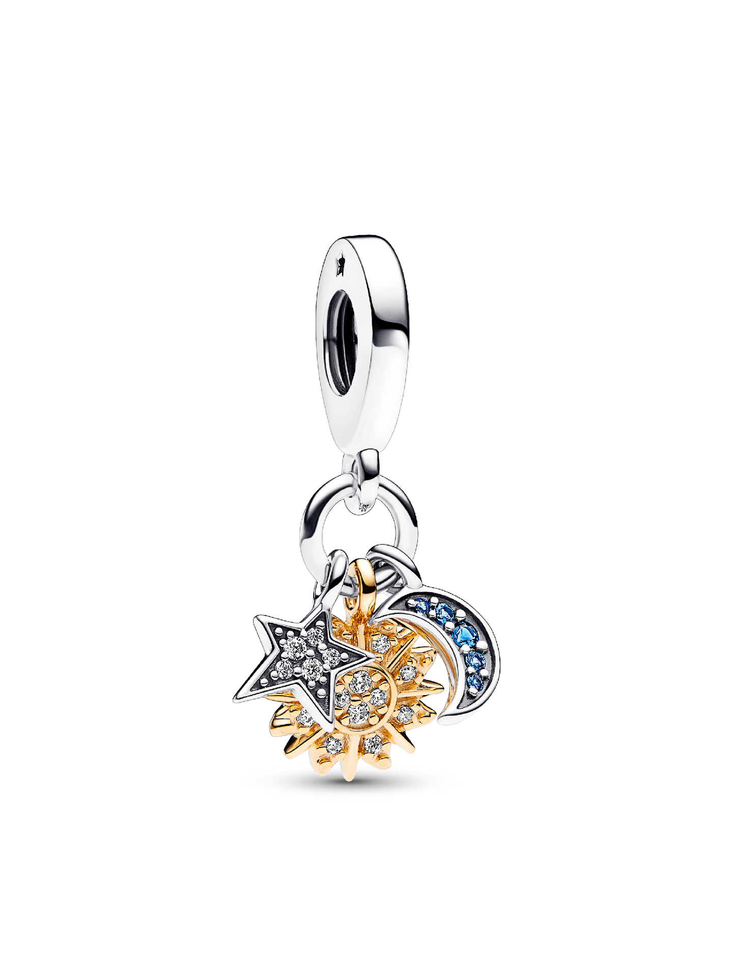 Женский шарм Pandora Two-tone Celestial Triple Dangle Charm, цвет: Двухцветный — фото 1