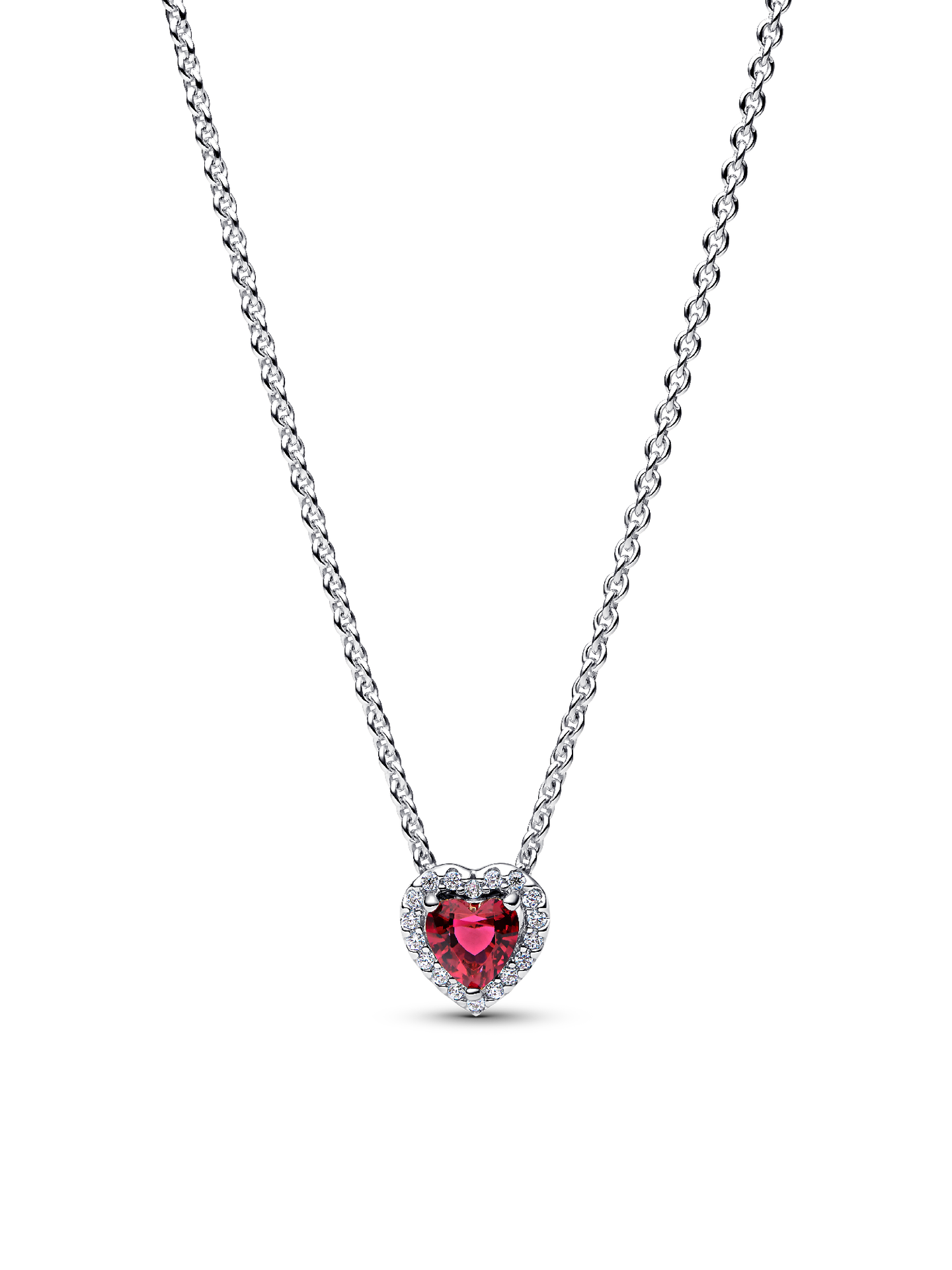 Женское колье Pandora Elevated Red Heart Collier, цвет: Серебро — фото 1