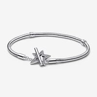 Pandora Moments Asymmetric Star T-bar Snake Chain Bracelet | Sterling silver | Pandora US