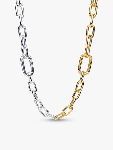Two-tone Heart & Key Necklace Set