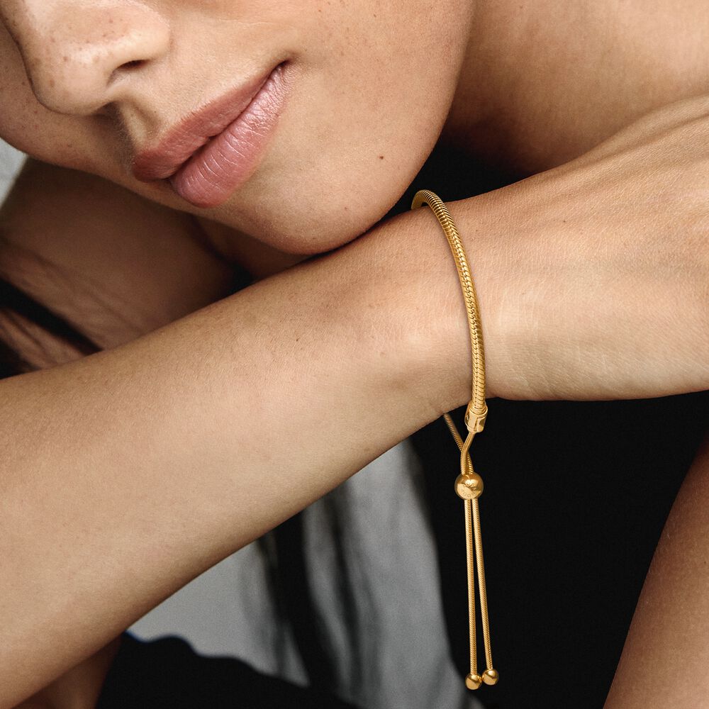 Pandora Moments Snake Chain Slider Bracelet | Gold plated | Pandora US