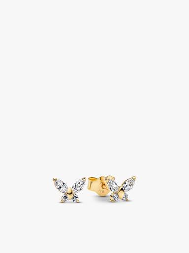 Gold-plated Sparkling Clear Butterfly Necklace and Earring Set