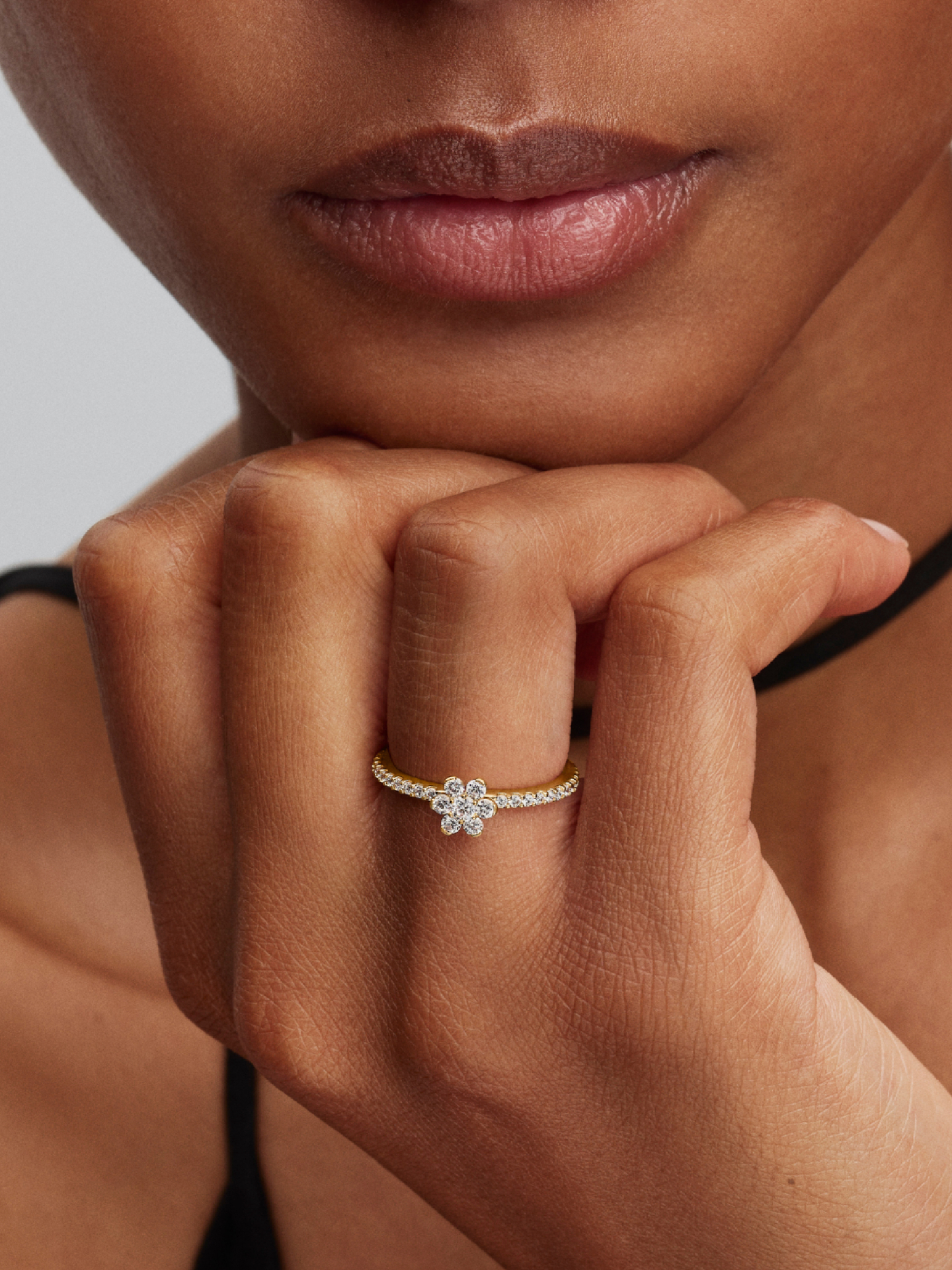 Женское кольцо Pandora Sparkling Flower, Gold plated, цвет: Позолоченный — фото 3
