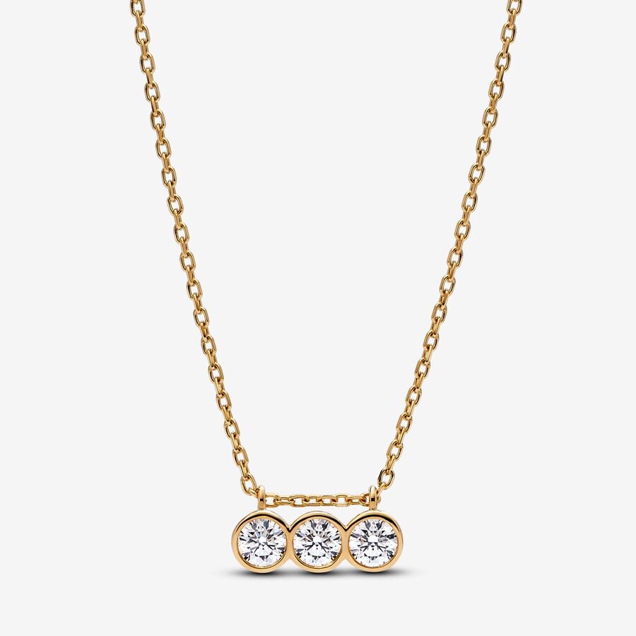 Pandora Era Lab-grown Diamond Triple Bezel Pendant Necklace 0.45 carat tw 14k Gold image number 0