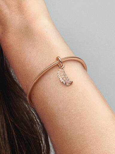 FINAL SALE - Floating Curved Feather Dangle Charm