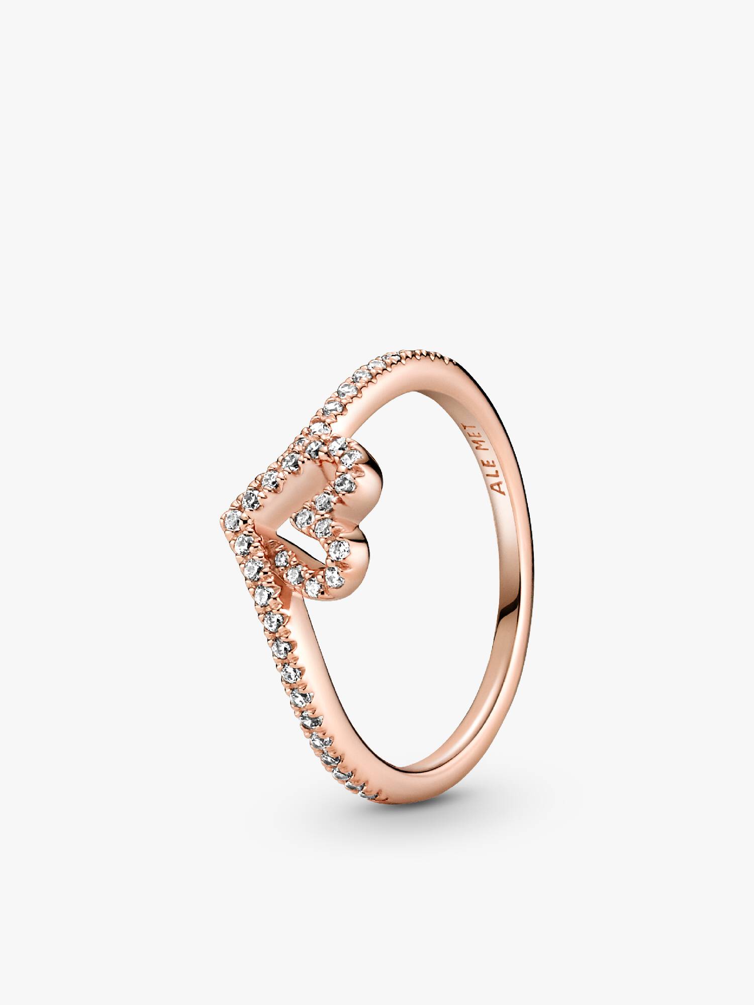 Sparkling Wishbone Heart Ring
