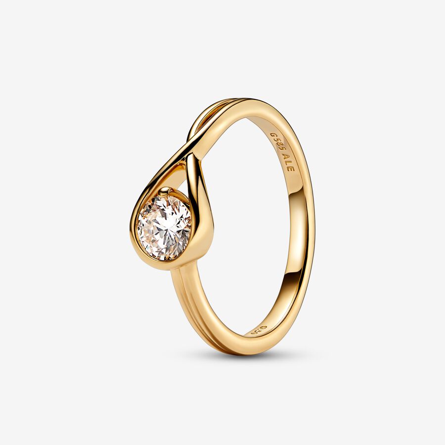 PANDORA Infinite Lab-Grown Diamond Ring 0.50 Ct Tw 14K Gold, in Clear, Size 58