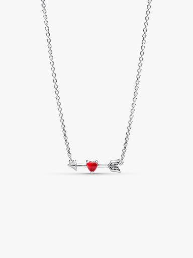Arrow & Murano Glass Heart Necklace