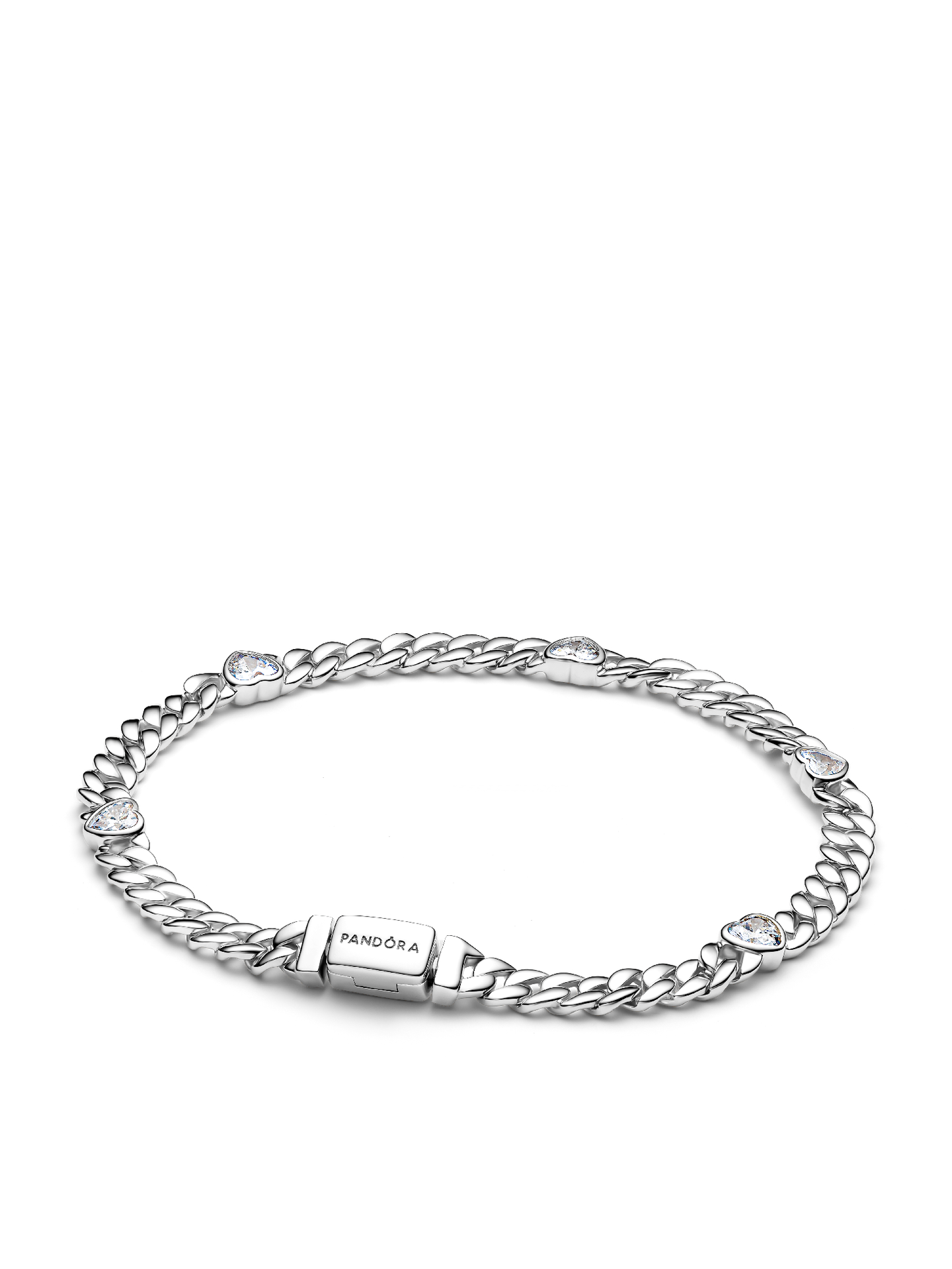 Женский браслет Pandora Heart Cuban Chain, Sterling silver, цвет: Серебро — фото 1