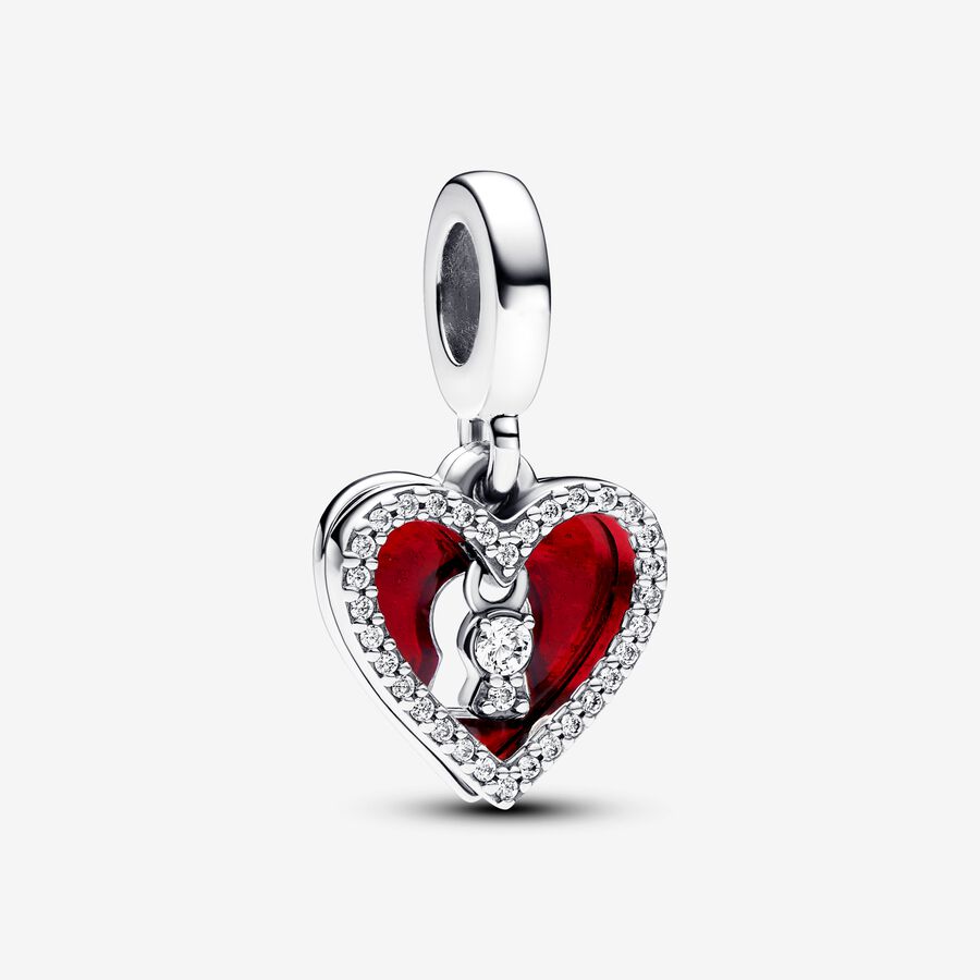 50PCS Valentine Heart Charms Bulk Red Hearts Charm Enamel Forever Love Cute  Valentine Day Charm Heart Shape Silver Charm for Jewelry Making Charms