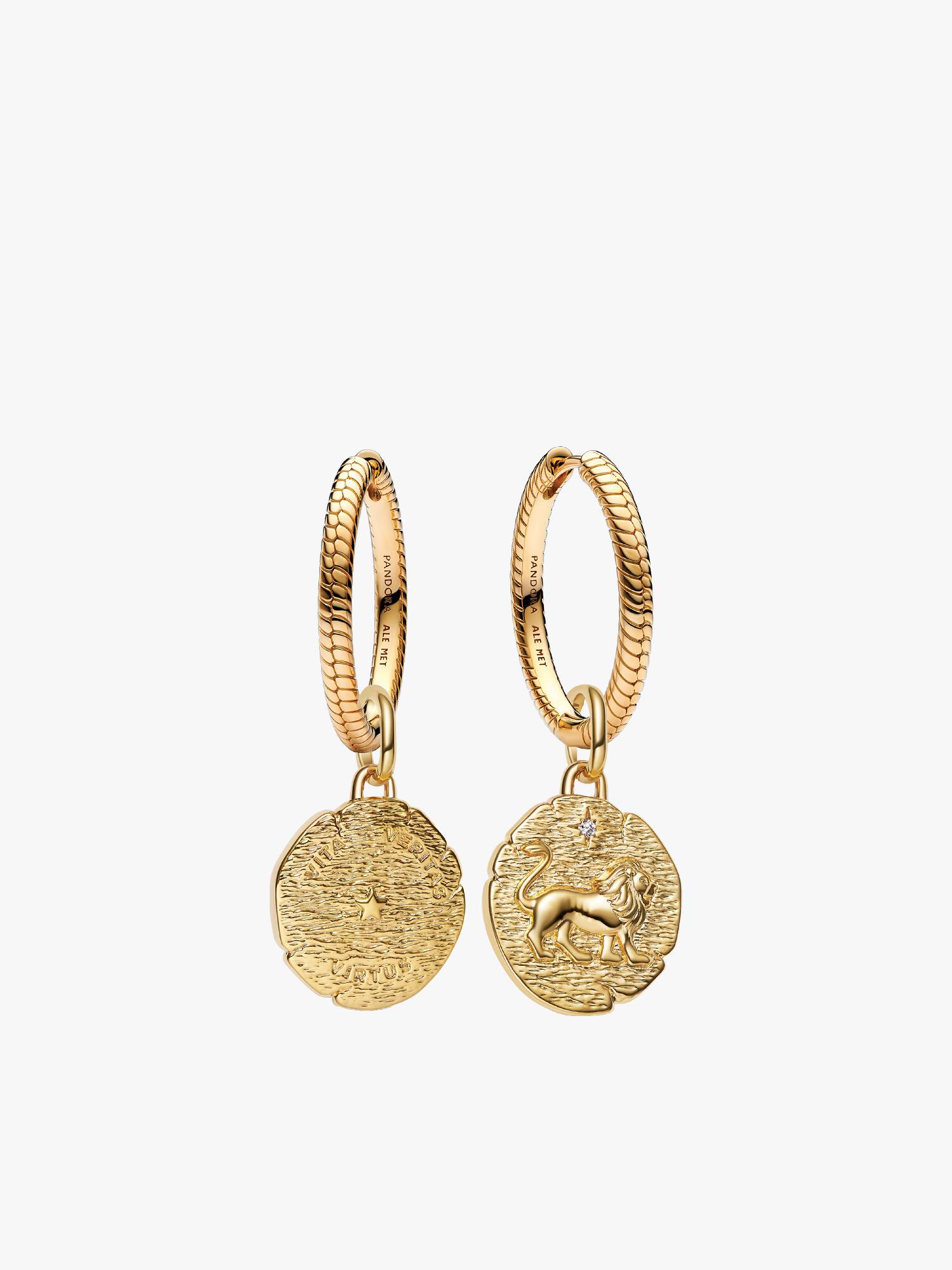 Lion Medallion Charm Earrings