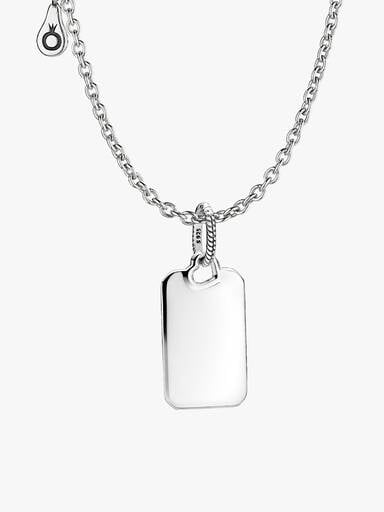 Engravable Rectangle Tag Pendant Necklace Set