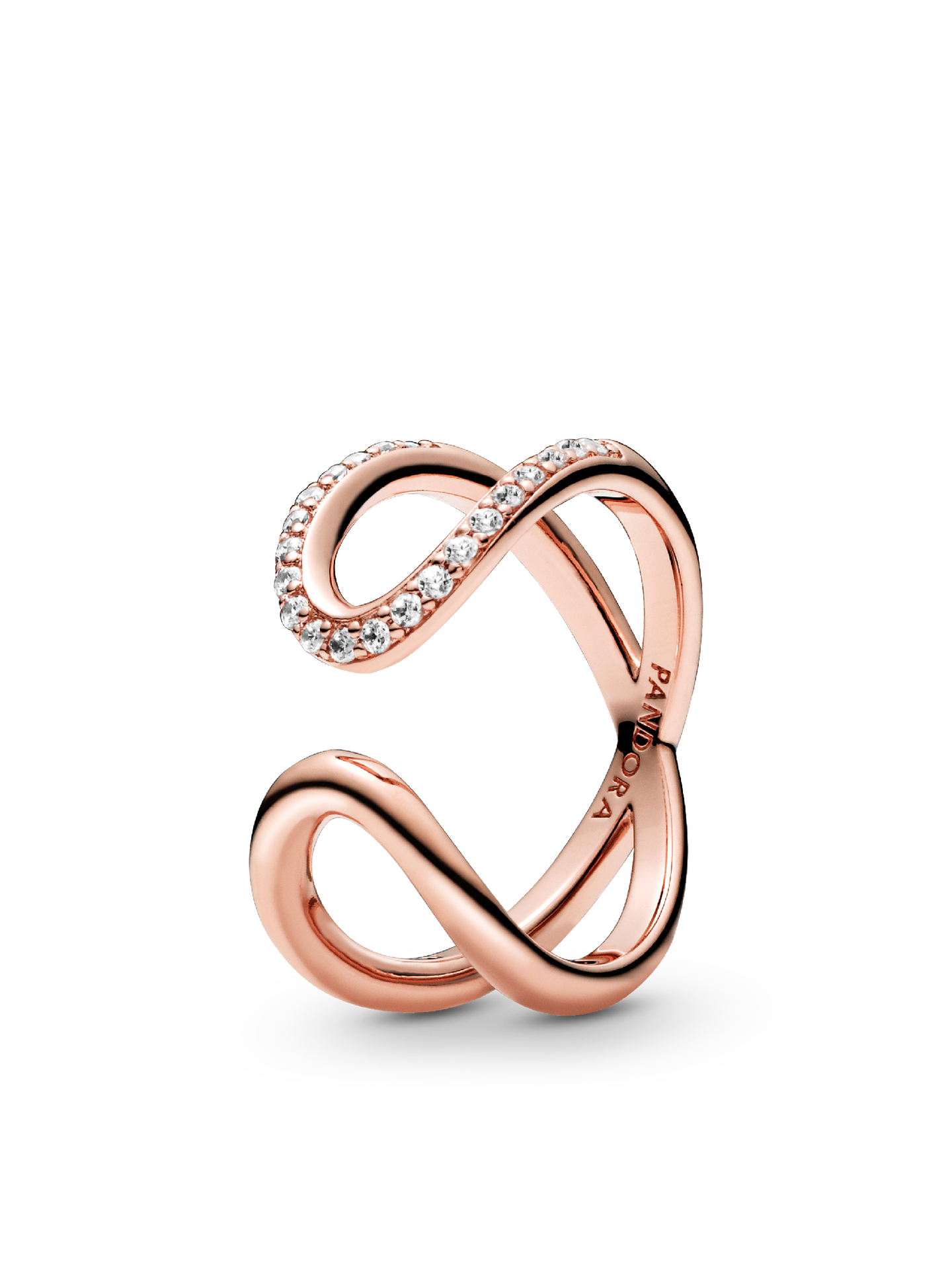 Женское кольцо Pandora Wrapped Open Infinity, цвет: Покрытие розовым золотом — фото 1