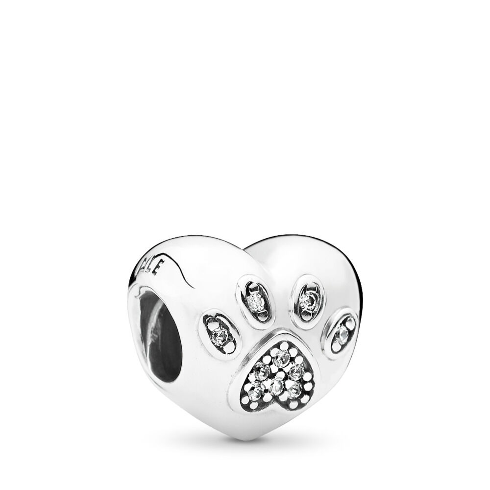 I Love My Pet Paw Print Heart Charm - FINAL SALE | Sterling silver 
