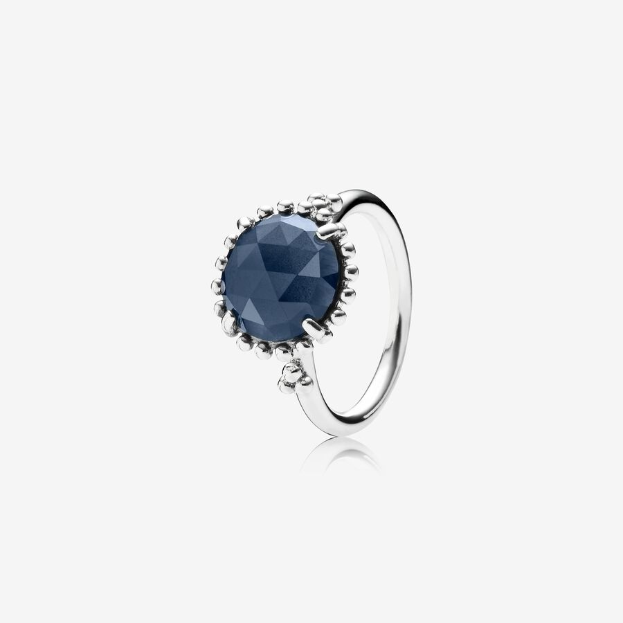 FINAL SALE - Midnight Star Stackable Ring, Blue Crystal image number 0