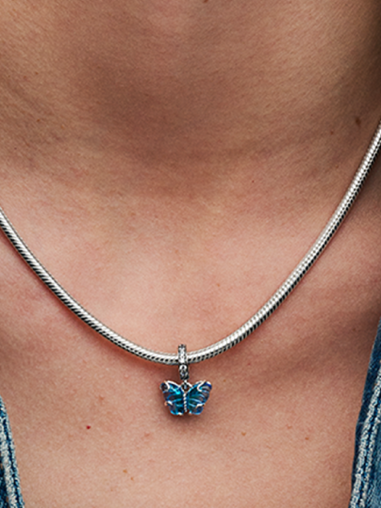 Женский шарм Pandora Blue Murano Glass Butterfly Dangle Charm, цвет: Серебро — фото 3