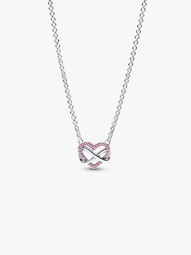 Sparkling Pink Infinity Heart Collier Necklace