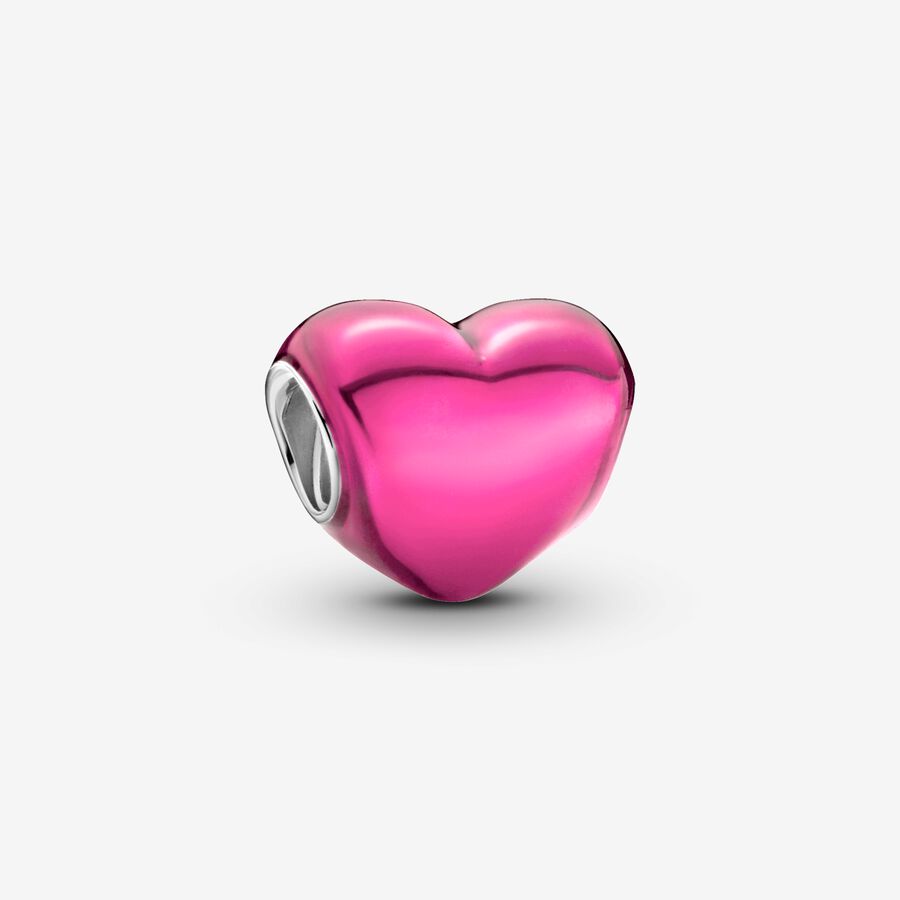 Metallic Pink Heart Charm, PANDORA