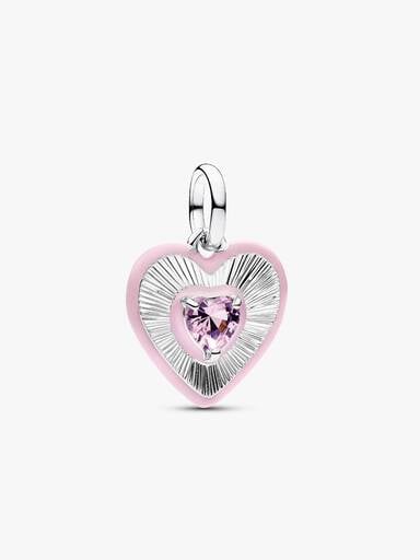 Radiating Pink Heart Medallion Charm