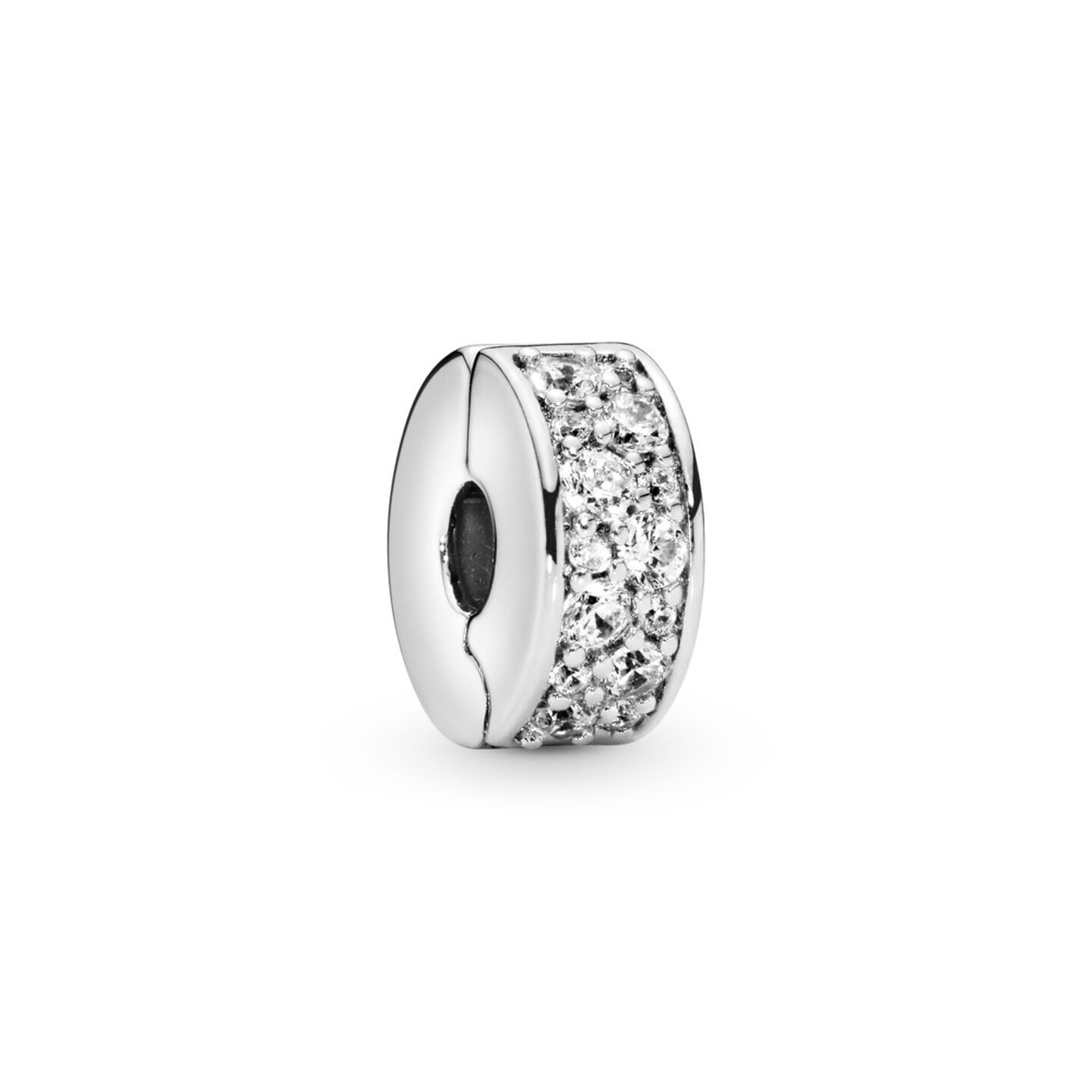 Женский шарм Pandora Clear Pavé Clip Charm, Sterling silver, цвет: Серебро — фото 2