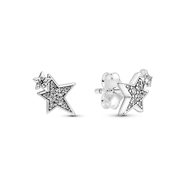 Sparkling Asymmetric Stars Stud Earrings