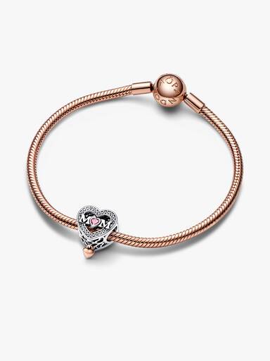 Two-tone Openwork Mom & Heart Charm